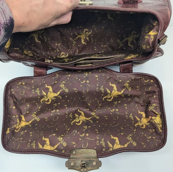 Celeber PIERO GUIDI Vintage Purse Collectors Bag Italy Leather Silk Key Lock - Picture 8 of 16